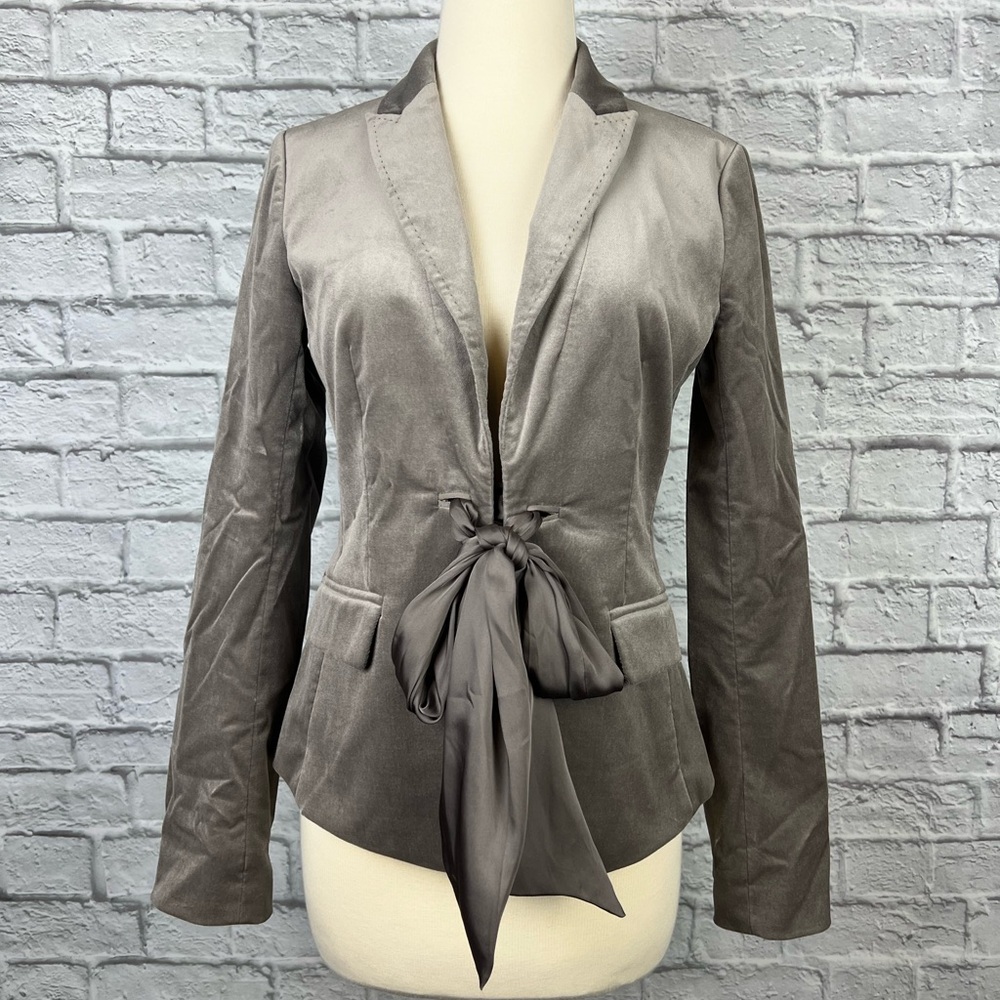 Ann Taylor velvet Ribbon tie blazer size 4P